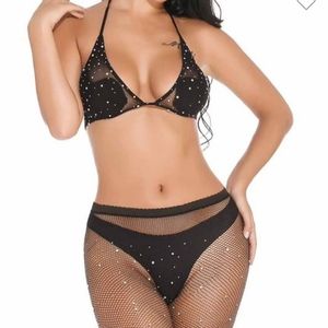 Two pcs power mesh short stocking with glitter.